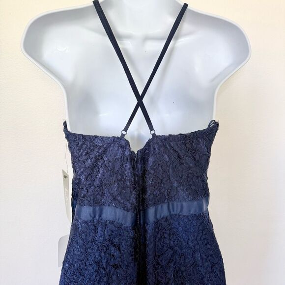 Lulu's Zenith Navy Blue Lace Sleeveless 
Halter Maxi Dress NWT size Large - Picture 7 of 16